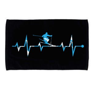 Skiing Ski Heartbeat Gift For Skiers Gift Microfiber Hand Towel