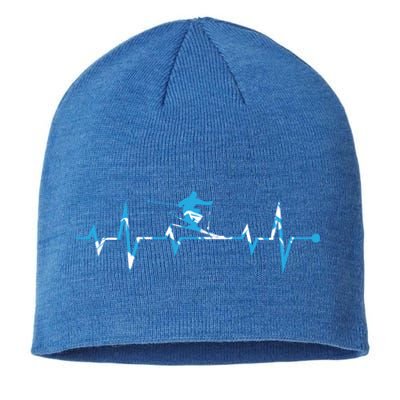 Skiing Ski Heartbeat Gift For Skiers Gift Sustainable Beanie