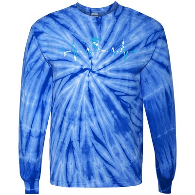 Skiing Ski Heartbeat Gift For Skiers Gift Tie-Dye Long Sleeve Shirt