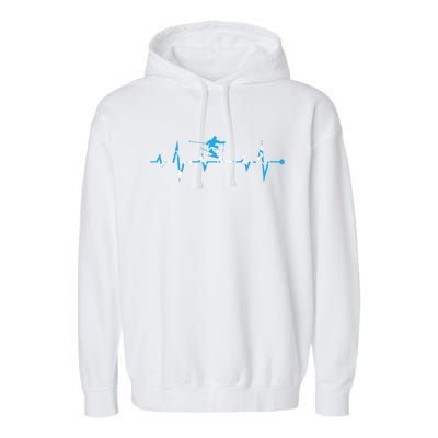 Skiing Ski Heartbeat Gift For Skiers Gift Garment-Dyed Fleece Hoodie