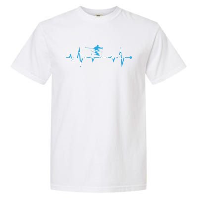 Skiing Ski Heartbeat Gift For Skiers Gift Garment-Dyed Heavyweight T-Shirt