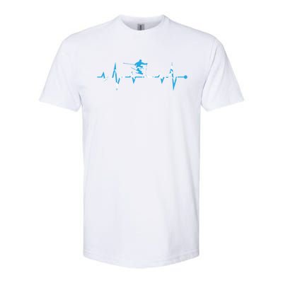 Skiing Ski Heartbeat Gift For Skiers Gift Softstyle CVC T-Shirt