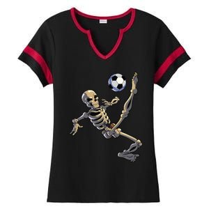 Soccer Skeleton Halloween Boy Soccer Player Halloween Ladies Halftime Notch Neck Tee