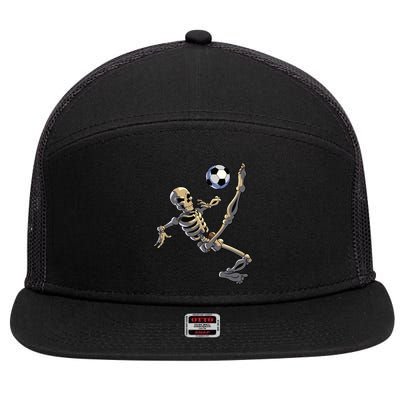 Soccer Skeleton Halloween Boy Soccer Player Halloween 7 Panel Mesh Trucker Snapback Hat