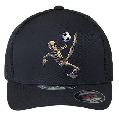 Soccer Skeleton Halloween Boy Soccer Player Halloween Flexfit Unipanel Trucker Cap