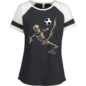 Soccer Skeleton Halloween Boy Soccer Player Halloween Enza Ladies Jersey Colorblock Tee