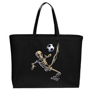 Soccer Skeleton Halloween Boy Soccer Player Halloween Cotton Canvas Jumbo Tote