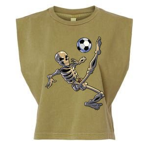 Soccer Skeleton Halloween Boy Soccer Player Halloween Garment-Dyed Women's Muscle Tee