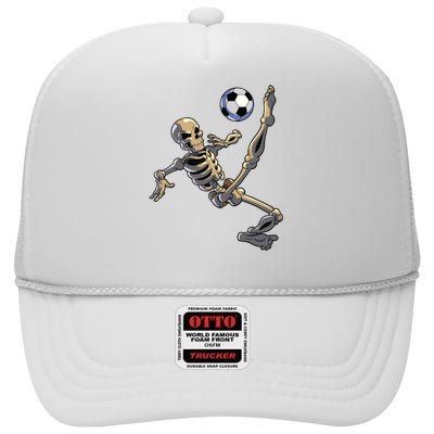 Soccer Skeleton Halloween Boy Soccer Player Halloween High Crown Mesh Back Trucker Hat