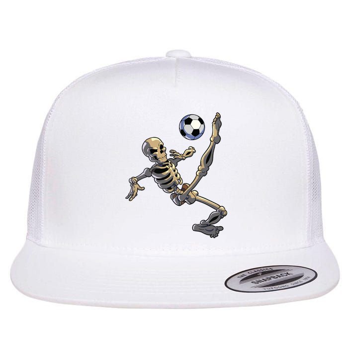 Soccer Skeleton Halloween Boy Soccer Player Halloween Flat Bill Trucker Hat