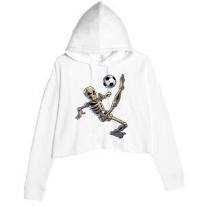 Soccer Skeleton Halloween Boy Soccer Player Halloween Crop Fleece Hoodie