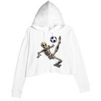 Soccer Skeleton Halloween Boy Soccer Player Halloween Crop Fleece Hoodie