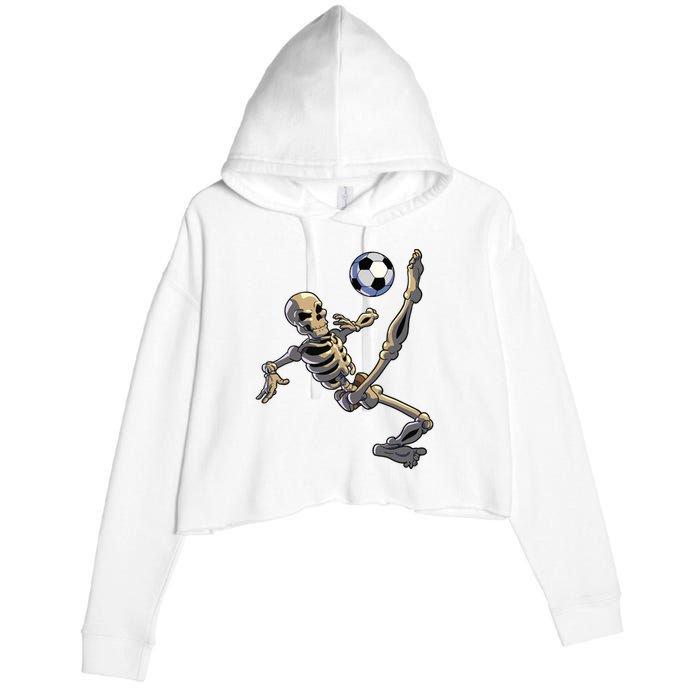 Soccer Skeleton Halloween Boy Soccer Player Halloween Crop Fleece Hoodie