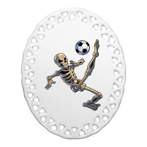 Soccer Skeleton Halloween Boy Soccer Player Halloween Ceramic Oval Ornament