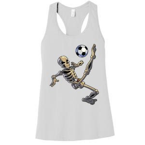 Soccer Skeleton Halloween Boy Soccer Player Halloween Women's Racerback Tank