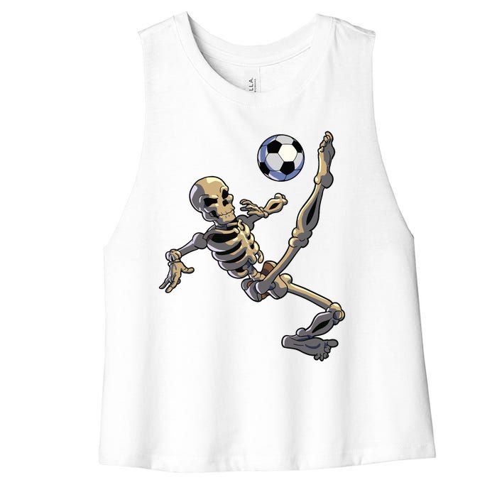 Soccer Skeleton Halloween Boy Soccer Player Halloween Women's Racerback Cropped Tank