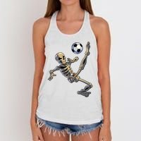 Soccer Skeleton Halloween Boy Soccer Player Halloween Women's Knotted Racerback Tank