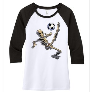 Soccer Skeleton Halloween Boy Soccer Player Halloween Women's Tri-Blend 3/4-Sleeve Raglan Shirt