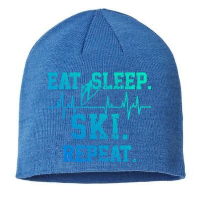 Ski Skiing Heartbeat Gift Sustainable Beanie