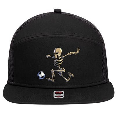 Soccer Skeleton Halloween Boy Soccer Player Halloween 7 Panel Mesh Trucker Snapback Hat