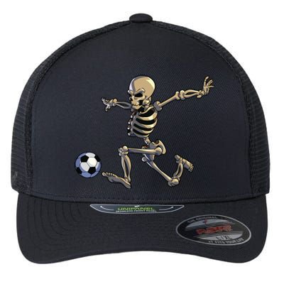 Soccer Skeleton Halloween Boy Soccer Player Halloween Flexfit Unipanel Trucker Cap