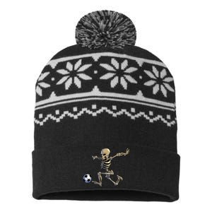 Soccer Skeleton Halloween Boy Soccer Player Halloween USA-Made Snowflake Beanie