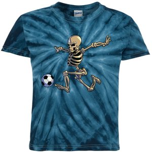 Soccer Skeleton Halloween Boy Soccer Player Halloween Kids Tie-Dye T-Shirt