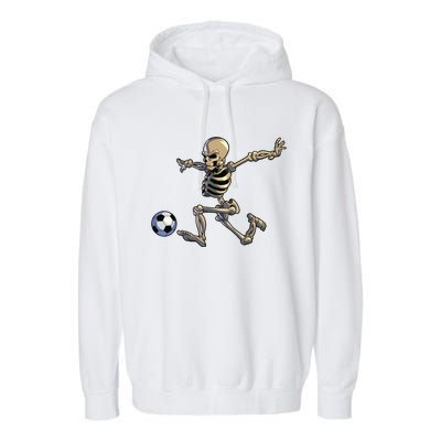 Soccer Skeleton Halloween Boy Soccer Player Halloween Garment-Dyed Fleece Hoodie