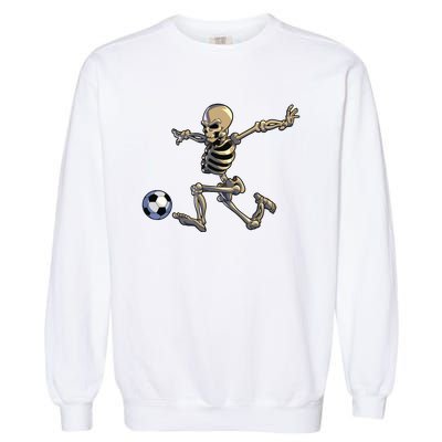 Soccer Skeleton Halloween Boy Soccer Player Halloween Garment-Dyed Sweatshirt