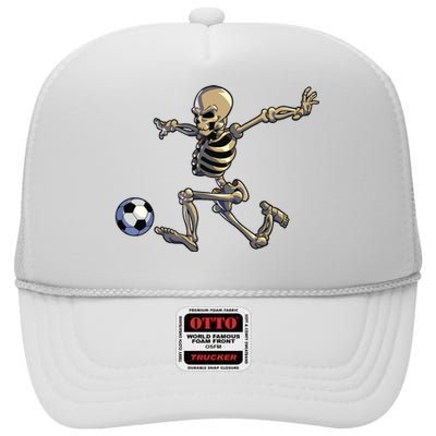 Soccer Skeleton Halloween Boy Soccer Player Halloween High Crown Mesh Back Trucker Hat