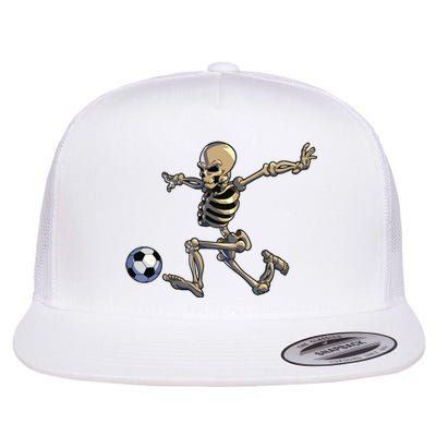 Soccer Skeleton Halloween Boy Soccer Player Halloween Flat Bill Trucker Hat