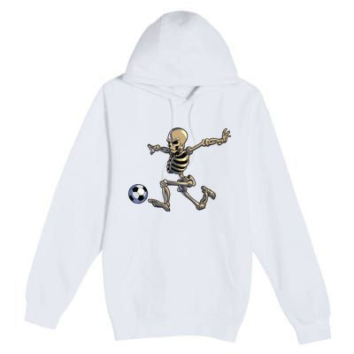 Soccer Skeleton Halloween Boy Soccer Player Halloween Premium Pullover Hoodie