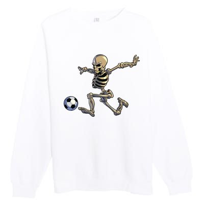 Soccer Skeleton Halloween Boy Soccer Player Halloween Premium Crewneck Sweatshirt