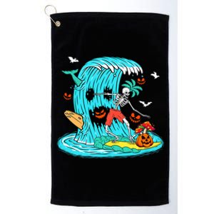 Skeleton Surfing Hawaiian Halloween Surfer Horror Pumpkin Platinum Collection Golf Towel