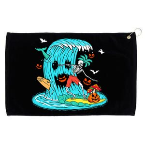 Skeleton Surfing Hawaiian Halloween Surfer Horror Pumpkin Grommeted Golf Towel