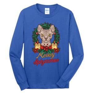 Santa Sphynx Hairless Cat Lovers Christmas Gift Tall Long Sleeve T-Shirt