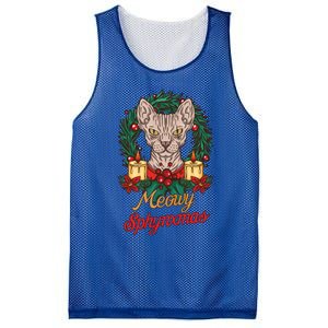 Santa Sphynx Hairless Cat Lovers Christmas Gift Mesh Reversible Basketball Jersey Tank