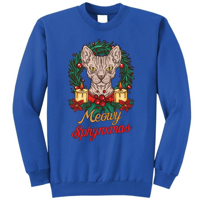 Santa Sphynx Hairless Cat Lovers Christmas Gift Tall Sweatshirt