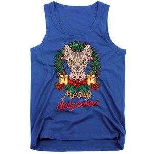 Santa Sphynx Hairless Cat Lovers Christmas Gift Tank Top