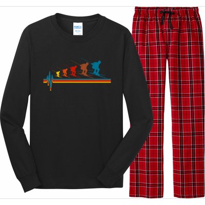 Skiing Ski Heartbeat Skier Retro Vintage Great Gift Long Sleeve Pajama Set