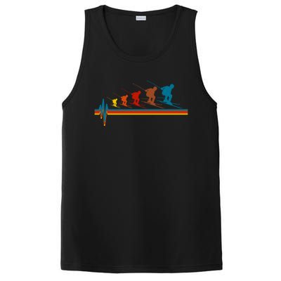 Skiing Ski Heartbeat Skier Retro Vintage Great Gift PosiCharge Competitor Tank