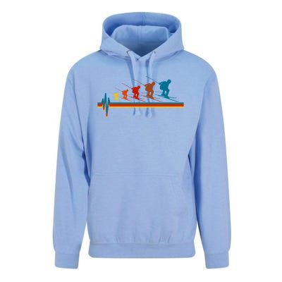 Skiing Ski Heartbeat Skier Retro Vintage Great Gift Unisex Surf Hoodie