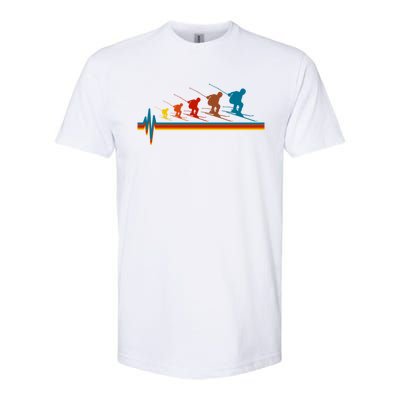 Skiing Ski Heartbeat Skier Retro Vintage Great Gift Softstyle CVC T-Shirt