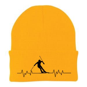 Skiing Ski Heartbeat For Skiers Gift Knit Cap Winter Beanie