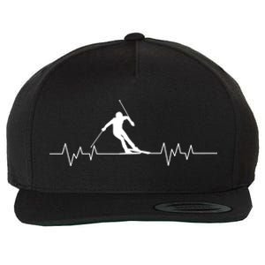 Skiing Ski Heartbeat For Skiers Gift Wool Snapback Cap