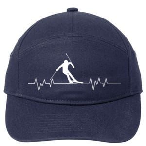 Skiing Ski Heartbeat For Skiers Gift 7-Panel Snapback Hat