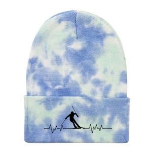 Skiing Ski Heartbeat For Skiers Gift Tie Dye 12in Knit Beanie