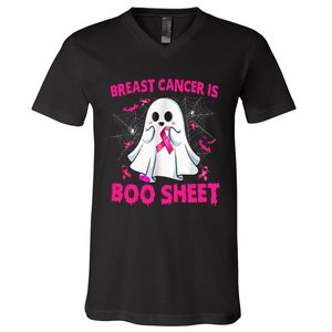 Spooky Support Halloween Breast Cancer Awareness V-Neck T-Shirt