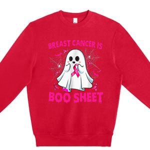 Spooky Support Halloween Breast Cancer Awareness Premium Crewneck Sweatshirt