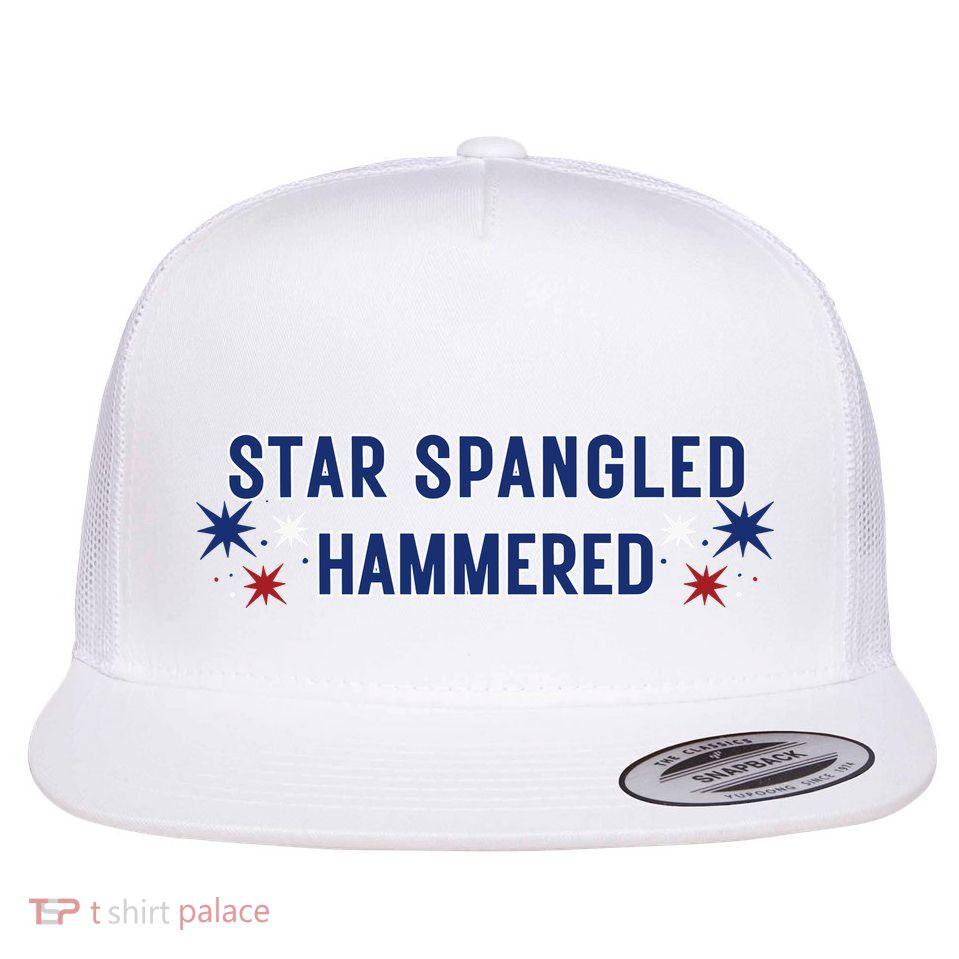 Star Spangled Hammered Usa America Summer Flat Bill Trucker Hat